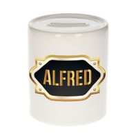 Naam cadeau spaarpot Alfred met gouden embleem