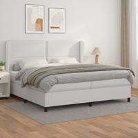 Boxspring met matras kunstleer wit 200x200 cm