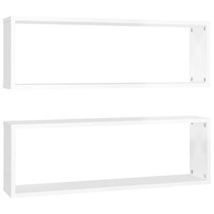 The Living Store Wandplank Kubusontwerp - Hoogglans wit - 80 x 15 x 26.5 cm