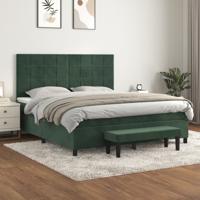 Boxspring met matras fluweel donkergroen 160x200 cm