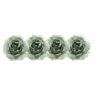 Kerstboomversiering Bloem - 4x stuks - 12 cm - salie groen - op clip - ornament - roos