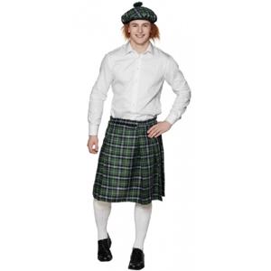 Schotse verkleed rokken/kilts - 2x - groen - voor heren - carnaval kostuum