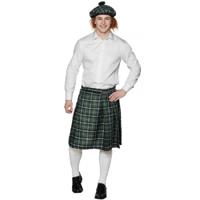 Schotse verkleed rokken/kilts - 2x - groen - voor heren - carnaval kostuum