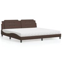 Bed met matras kunstleer bruin 200x200 cm