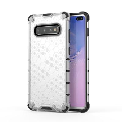 Honingraat schokbestendig PC + TPU Case voor Galaxy S10 PLUS (transparant)