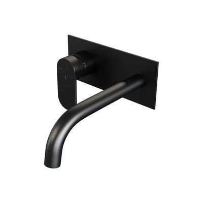 Inbouw Wastafelmengkraan Brauer Black Edition Coldstart Gebogen Uitloop Platte Hendel Links Geborsteld Mat Zwart Met Afdekplaat Brauer
