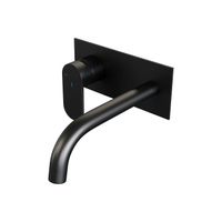 Inbouw Wastafelmengkraan Brauer Black Edition Coldstart Gebogen Uitloop Platte Hendel Links Geborsteld Mat Zwart Met Afdekplaat Brauer