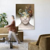 Urban Cotton Wandkleed 'Bloom' 145 x 190cm in Frame - black