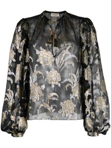 Saint Laurent Pre-Owned blouse à fleurs brodées - Noir