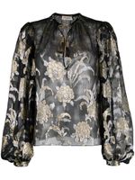 Saint Laurent Pre-Owned blouse à fleurs brodées - Noir - thumbnail