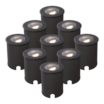 Set van 9 Lilly dimbare LED Grondspot - Kantelbaar - Overrijdbaar - Rond - 4000K neutraal wit - IP67 waterdicht - 3 jaar garantie - Zwart
