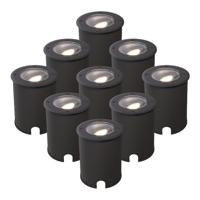 Set van 9 Lilly dimbare LED Grondspot - Kantelbaar - Overrijdbaar - Rond - 4000K neutraal wit - IP67 waterdicht - 3 jaar garantie - Zwart
