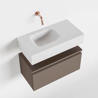 Toiletmeubel Mondiaz Andor | 60 cm | Meubelkleur Smoke | Lex vrijhangend wastafel Talc Links | Zonder kraangat