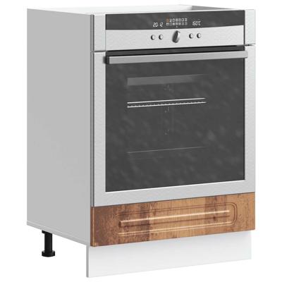 Ovenkast Kalmar bewerkt hout oud houtkleurig