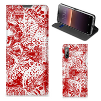 Mobiel BookCase Sony Xperia L4 Angel Skull Rood - thumbnail