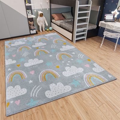 Vloerkleed Kids Rainbow Clouds - Grijs / Multi