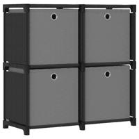 Kast met 4 vakken met boxen 69x30x72,5 cm stof zwart