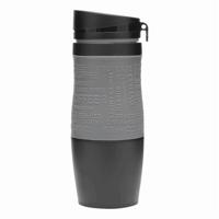 Koffie Thermosbeker/warmhoudbeker - grijs/zwart - 380 ml - isoleerbeker/reisbeker