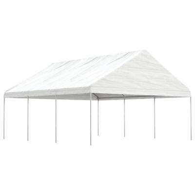 Prieel met dak 6,69x5,88x3,75 m polyetheen wit