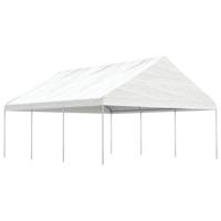 Prieel met dak 6,69x5,88x3,75 m polyetheen wit