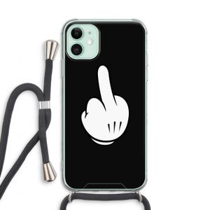 Middle finger black: iPhone 11 Transparant Hoesje met koord