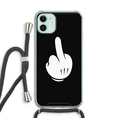 Middle finger black: iPhone 11 Transparant Hoesje met koord