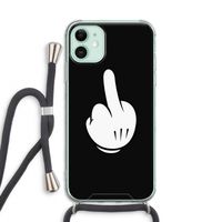 Middle finger black: iPhone 11 Transparant Hoesje met koord