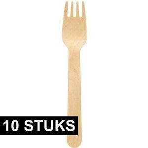 10x Houten wegwerp vorken bestek 16 cm bruiloft/huwelijk