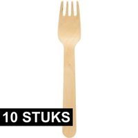 10x Houten wegwerp vorken bestek 16 cm bruiloft/huwelijk - thumbnail