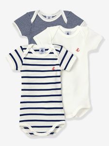 Set van 3 rompertjes met korte mouwen van biologisch katoen PETIT BATEAU wit