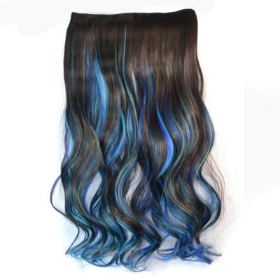 Eendelige naadloze Hair Extension stuk kleur verloop grote golf lang Curling Clip Type haarstukje