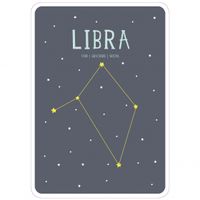 Milestone poster sterrenbeeld Weegschaal (ENG) A4 formaat papier grijs/beige - thumbnail