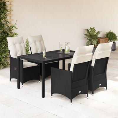 5-delige Tuinset met kussens poly rattan zwart 5-delige Tuinset met kussens poly rattan zwart