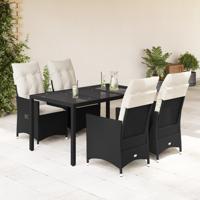 5-delige Tuinset met kussens poly rattan zwart 5-delige Tuinset met kussens poly rattan zwart