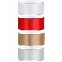 4x rollen satijnlint rood-goud-zilver-zwart 2.5 cm x 25 meter