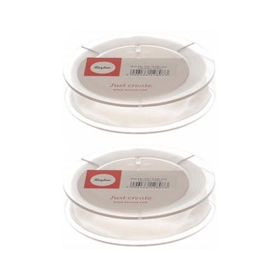 Rayher Hobby decoratie organza sierlint - 2x - wit - 1,5 cm/15 mm x 10 meter - Cadeaulint