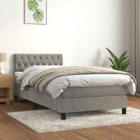 Boxspring met matras fluweel lichtgrijs 100x200 cm