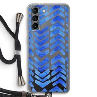 Blauwe pijlen: Samsung Galaxy S21 Transparant Hoesje met koord