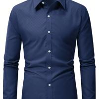 Bon&Bon Homme Men's White Long Sleeve Button Up Work Shirt - Regular Fit Navy Blue / XL