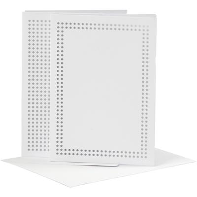 Creativ Company Kaarten om te borduren, afmeting kaart 10,5x15 cm, afmeting envelop 11,5x16,5 cm, wit, 6 set/ 1 doos
