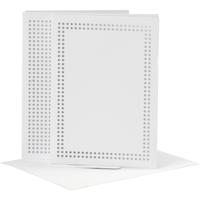 Creativ Company Kaarten om te borduren, afmeting kaart 10,5x15 cm, afmeting envelop 11,5x16,5 cm, wit, 6 set/ 1 doos