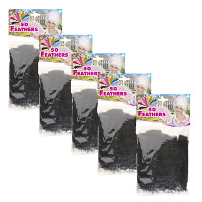 Sierveren - 250x - zwart - 17 cm - knutselveertjes - decoratie/hobbymateriaal Sierveren - 250x - zwart - 17 cm - knutselveertjes - decoratie/hobbymateriaal