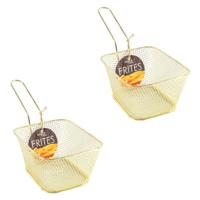 Snackmandje - 12x stuks - goudkleurig - frietmandje - 14 cm - serveren