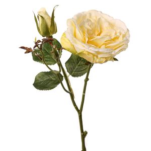 Top Art Kunstbloem roos Little Joy - geel - 38 cm - kunststof steel - decoratie bloemen - Kunstbloemen