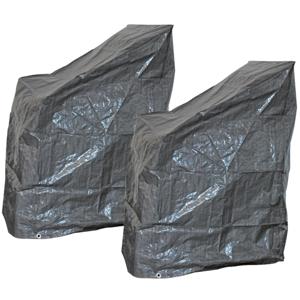 2x stuks lesli living beschermhoes - stapelstoelen - grijs - 68 x 120 cm- tegen vuil en vocht
