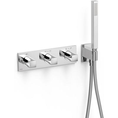 Douchekraan Tres B-System | Inbouw | Thermostaatkraan | Excl.Inbouwdeel | 4-weg | Rechthoek | Chroom
