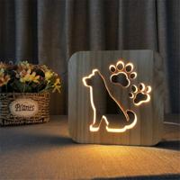 Creatieve vorm houten nacht lamp slaapkamer decoratie warm licht LED (hond)