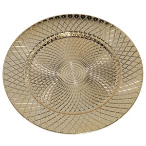 Ronde diner onderborden/kaarsenbord/plateau glimmend goud van 33 cm