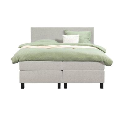 Leen Bakker - Boxspring Liv Egaal - Ecru - 160x200 Cm - Vierkante Poot - Stof - Crème