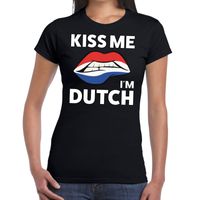 Kiss me i am Dutch zwart fun-t shirt voor dames 2XL  -